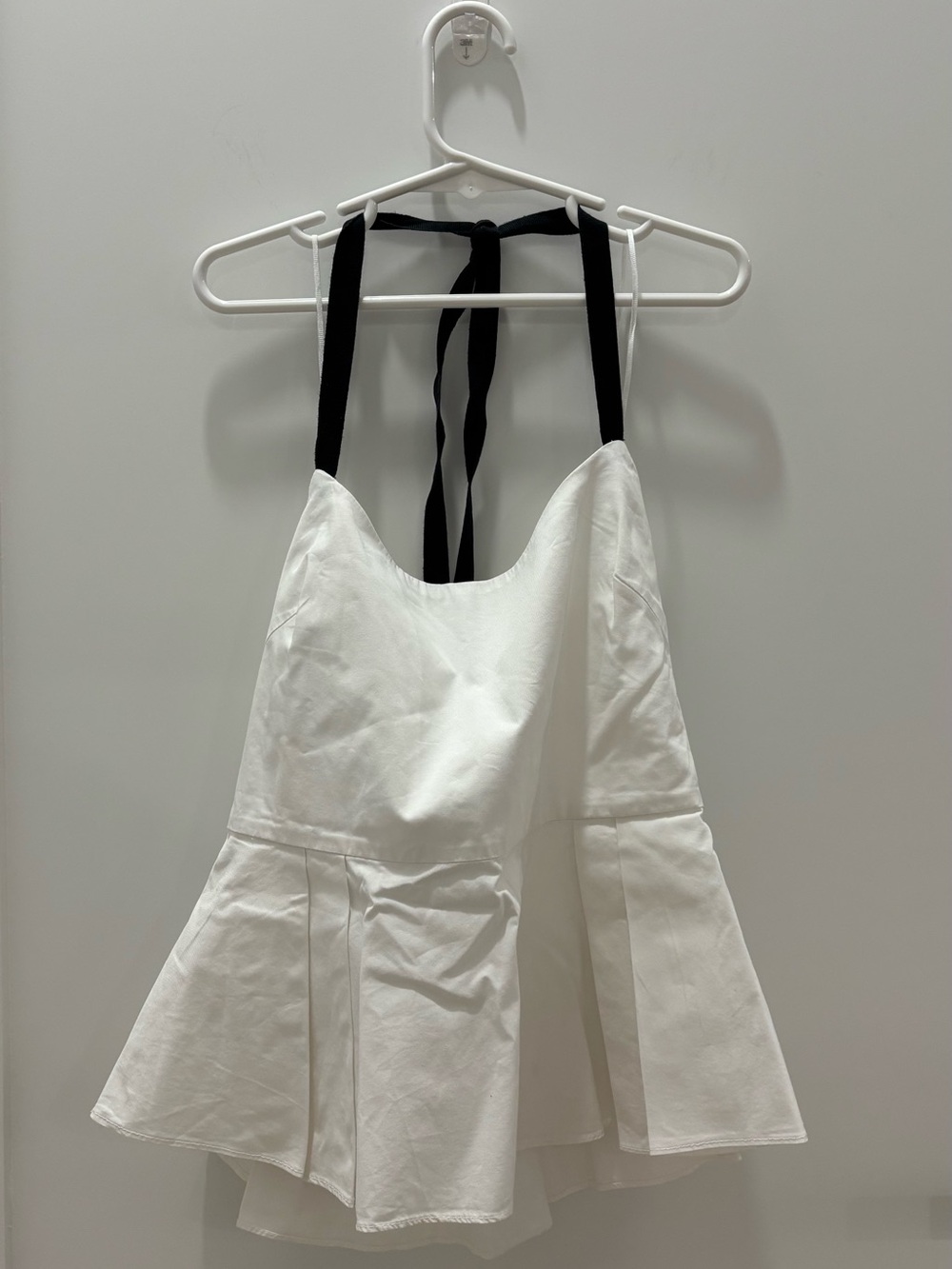 Zara White Halter Peplum Top